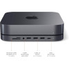 Satechi Stand Hub Βάση Αλουμινίου για Mac Mini 2023 / M1 2020 / 2018 / Mac Studio 2023 / 2022 Με Θύρες 1 x Type-C / 3 x USB-A / 1 x 3.5mm Jack / 1 x SD & Micro SD - Space Gray (ST-ABHFM)