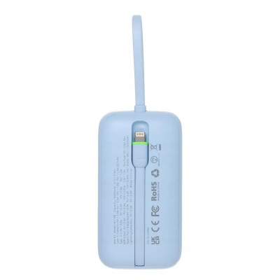 PowerBank Veger K1 με Οθόνη LED & 1 x Θύρα Type-C / 1 x Θύρα USB-A / 1 x Καλώδιο Type-C / 1 x Καλώδιο Lightning 35W 10.000mAh - Sky Blue (6977525750717)