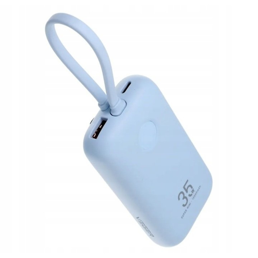 PowerBank Veger K1 με Οθόνη LED & 1 x Θύρα Type-C / 1 x Θύρα USB-A / 1 x Καλώδιο Type-C / 1 x Καλώδιο Lightning 35W 10.000mAh - Sky Blue (6977525750717)