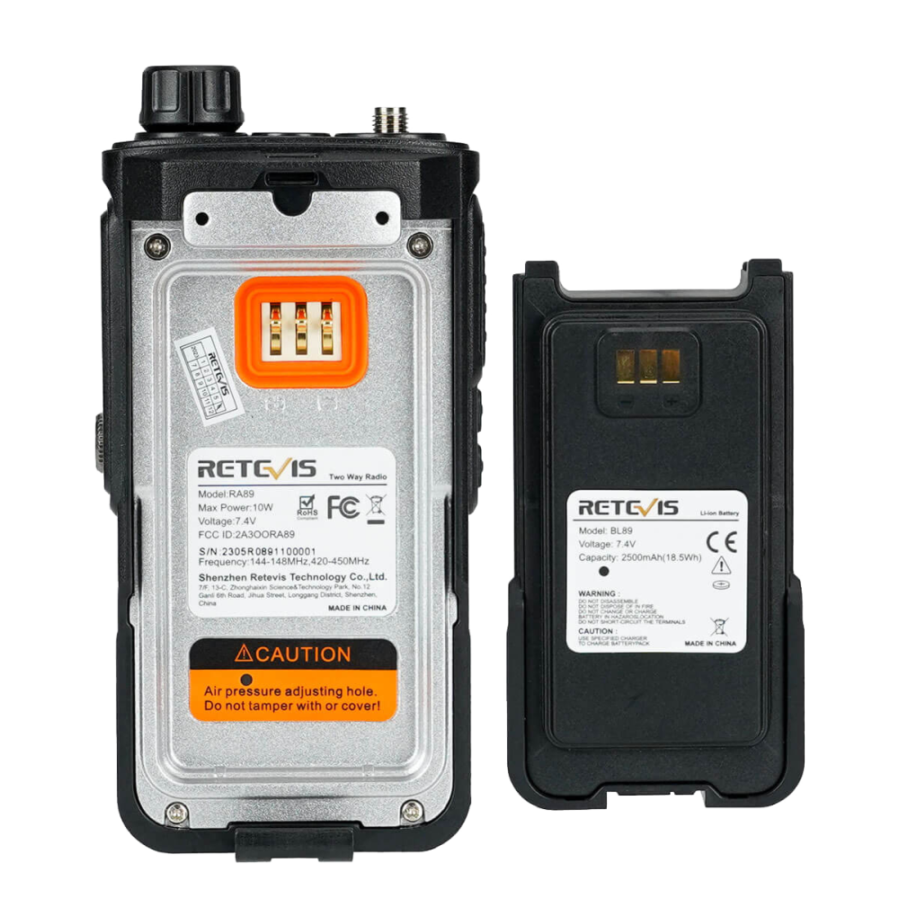 Πομποδέκτης Retevis RA89 VHF/UHF Ασύρματος / Αδιάβροχος & Επαναφορτιζόμενος με Μπαταρία 2.500mAh 10W - Black (A9258B)
