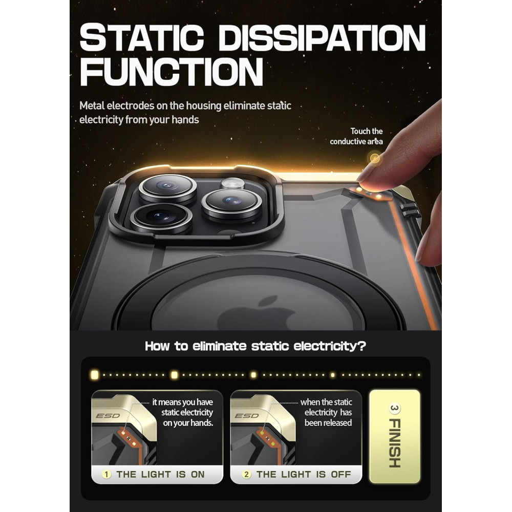 Θήκη iPhone 15 Pro Max Supcase Unicorn Beetle Defender Ανθεκτική Διάφανη με MagSafe / Αντιστατική Προστασία & KickStand - Black (843439139589)