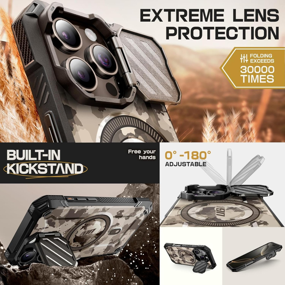 Θήκη iPhone 16 Pro Max Supcase Unicorn Beetle XT Mag Ανθεκτική MagSafe με Μεταλλικό Κάλυμμα για την Κάμερα - Splatter Camo (843439151017)