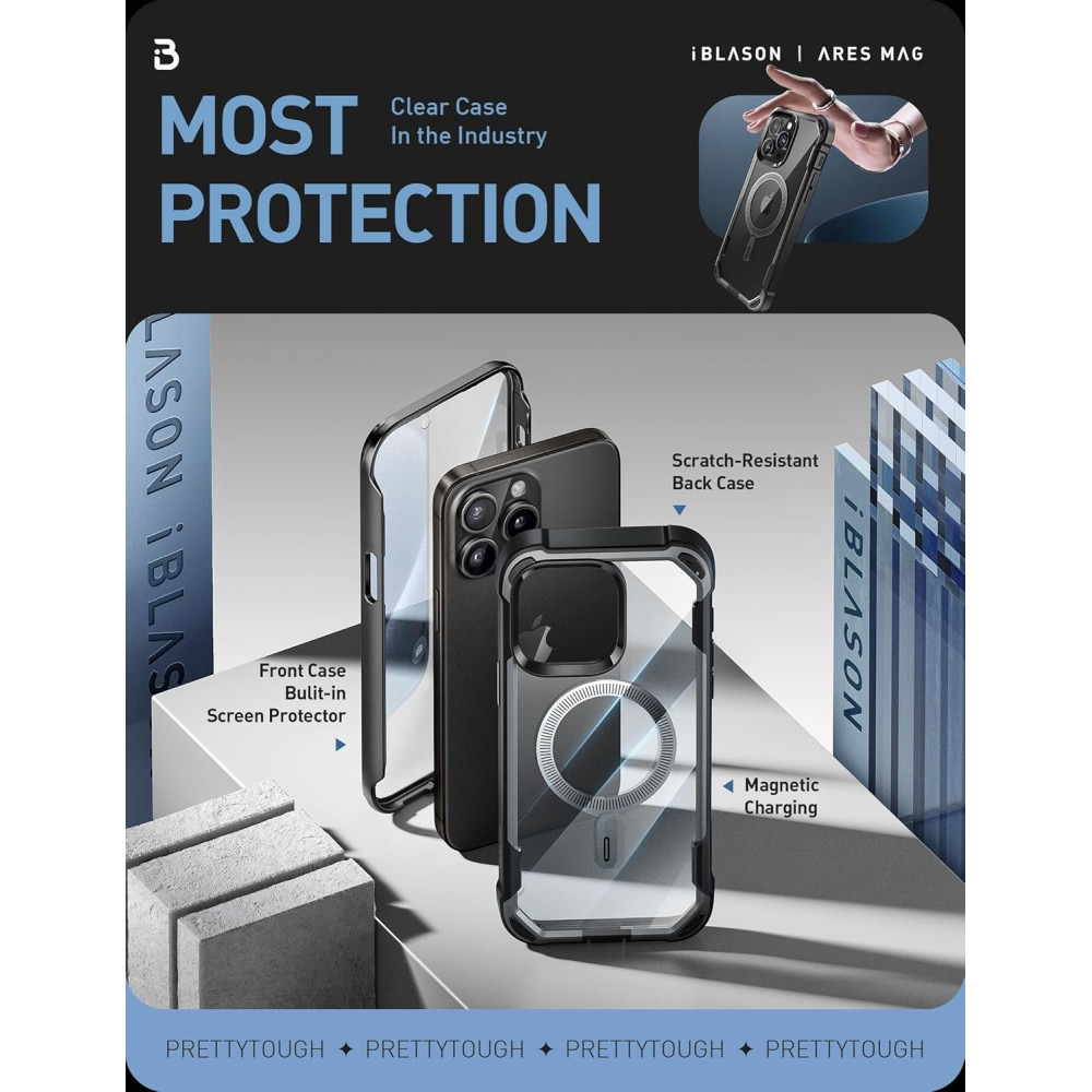 Θήκη iPhone 15 Pro Max Supcase i-Blason Ares Mag Full Body 360° Ανθεκτική με MagSafe - Black (843439136908)