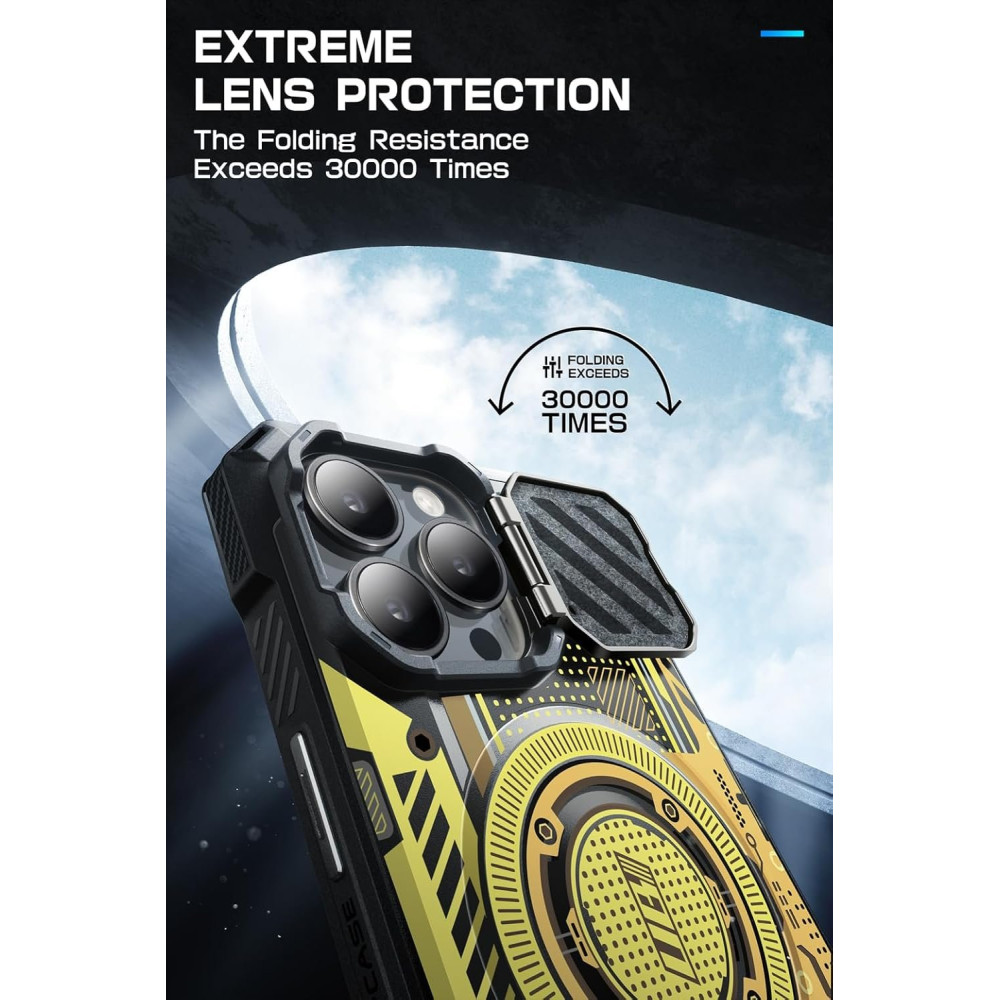 Θήκη iPhone 15 Pro Max Supcase Unicorn Beetle XT Mag Ανθεκτική MagSafe με Μεταλλικό Κάλυμμα για την Κάμερα - Yellow Circuit (843439142862)