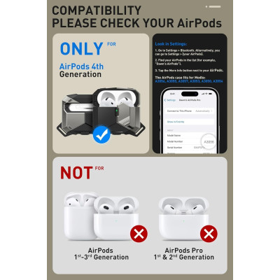 Θήκη AirPods 4th Gen Supcase i-Blason Matrix Σκληρή Ανθεκτική με MagSafe & Λουράκι Χειρός - Black (843439155497)