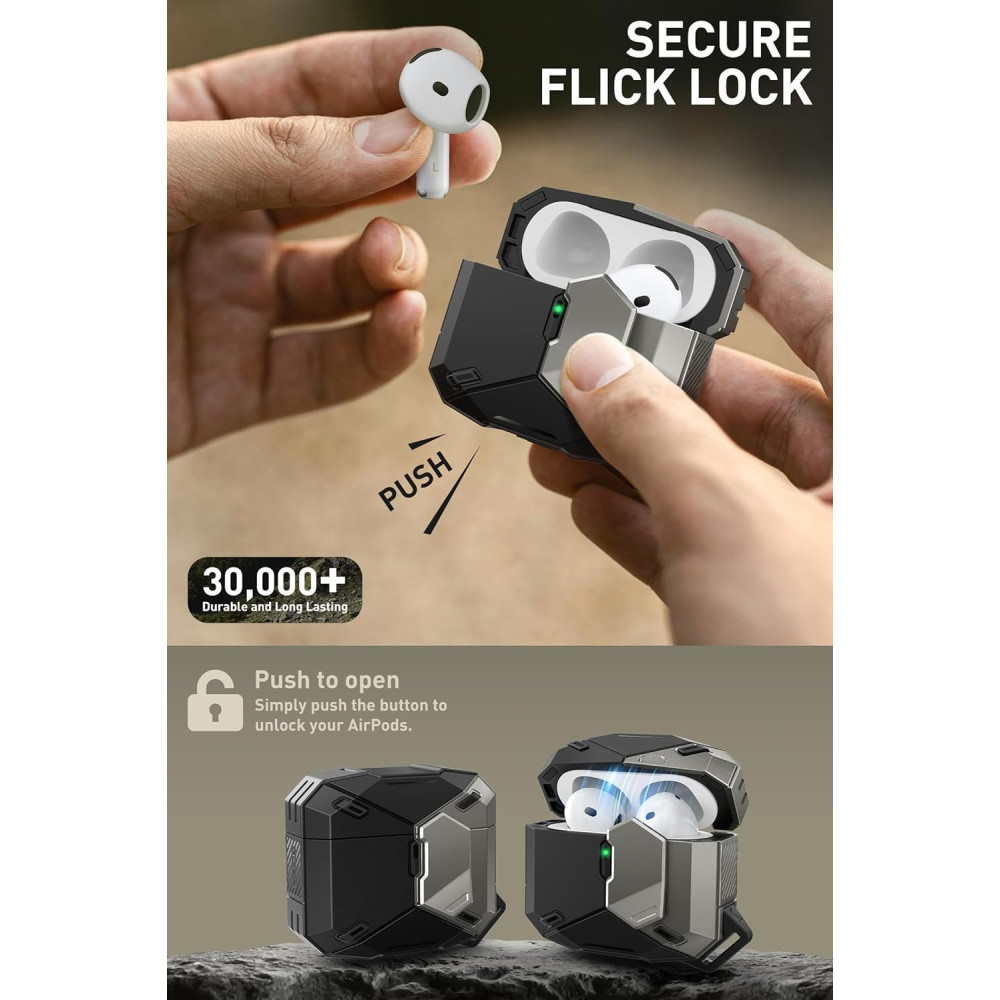 Θήκη AirPods 4th Gen Supcase i-Blason Matrix Σκληρή Ανθεκτική με MagSafe & Λουράκι Χειρός - Black (843439155497)