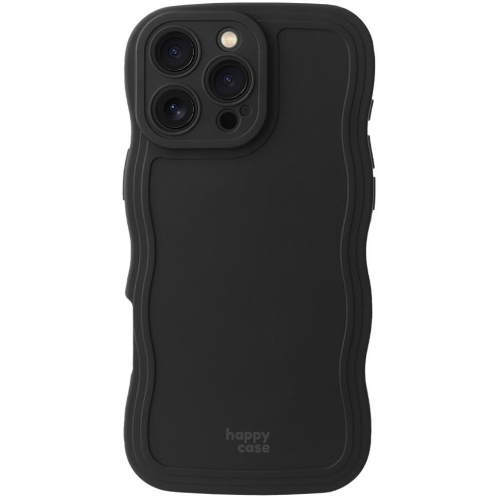 Θήκη iPhone 16 Pro Max HappyCase Wavy Σιλικόνης - Black (8719246471605)