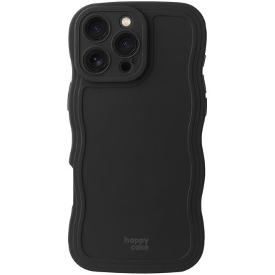 Θήκη iPhone 16 Pro HappyCase Wavy Σιλικόνης - Black (8719246471582)
