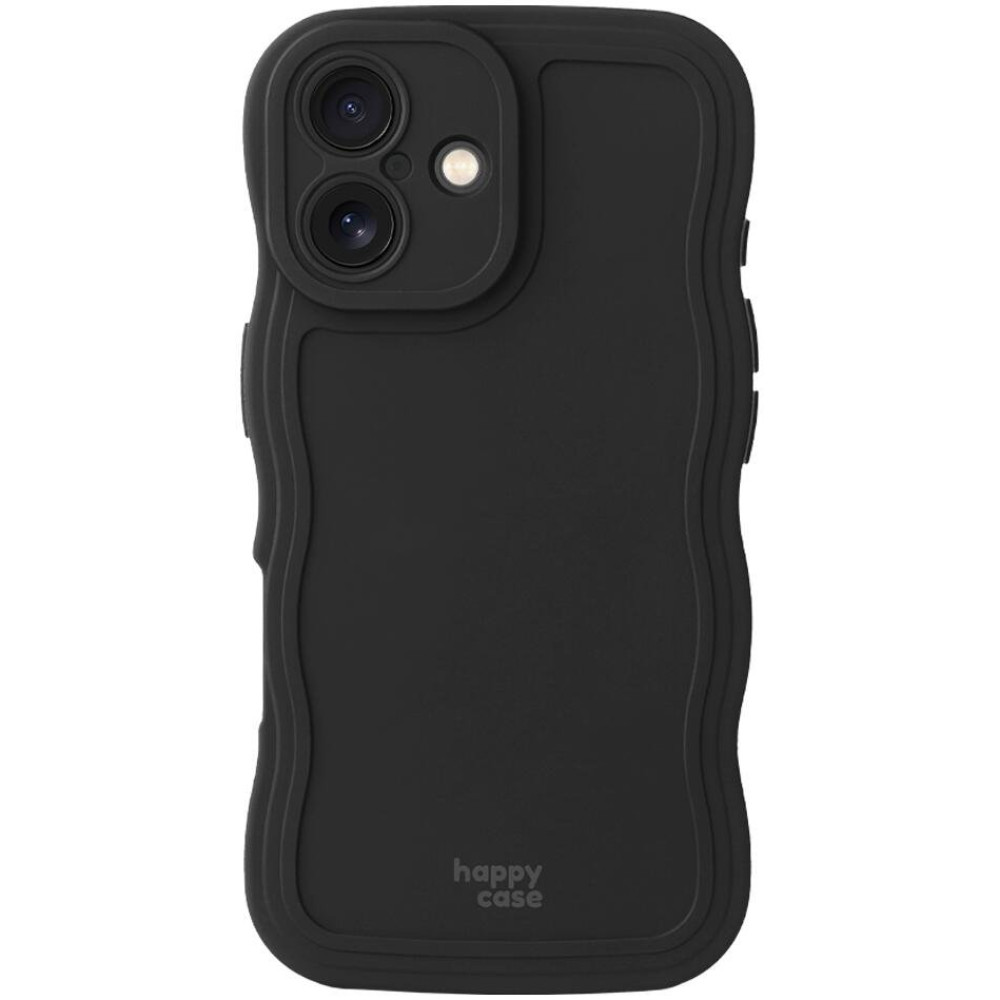 Θήκη iPhone 16 HappyCase Wavy Σιλικόνης - Black (8719246471568)