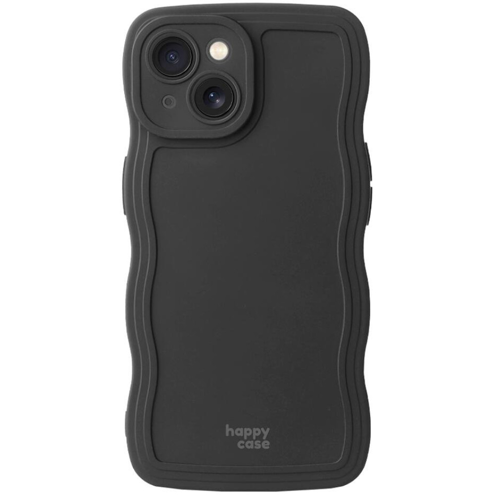 Θήκη iPhone 13 HappyCase Wavy Σιλικόνης - Black (8719246474576)