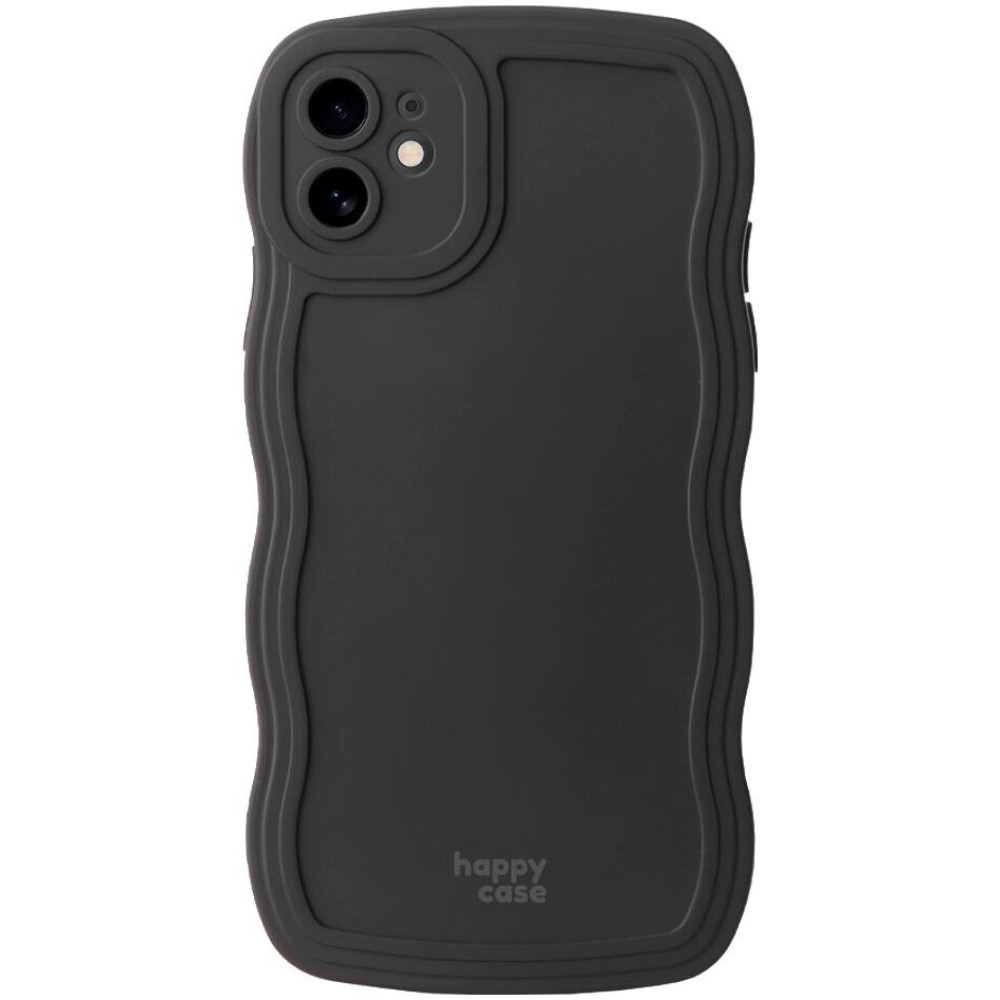 Θήκη iPhone 12 HappyCase Wavy Σιλικόνης - Black (8719246474590)
