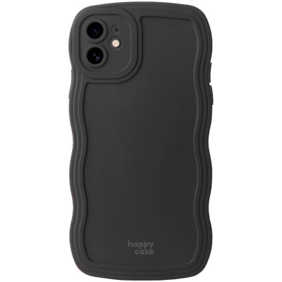 Θήκη iPhone 12 HappyCase Wavy Σιλικόνης - Black (8719246474590)