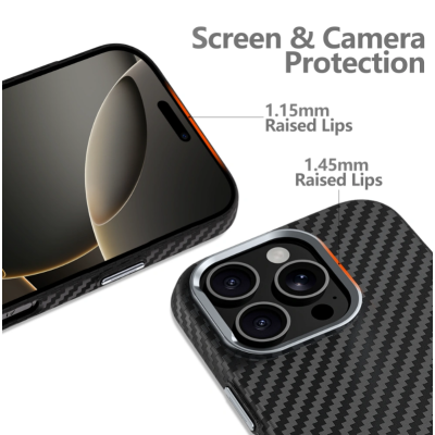 Θήκη iPhone 16 Pro Max Tech-Protect Ion Carbon Σκληρή με MagSafe - Black / Silver (5906302363315)