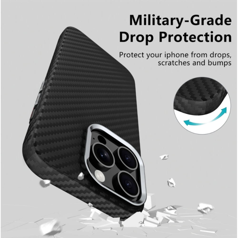 Θήκη iPhone 16 Pro Tech-Protect Ion Carbon Σκληρή με MagSafe - Black / Silver (5906302363308)