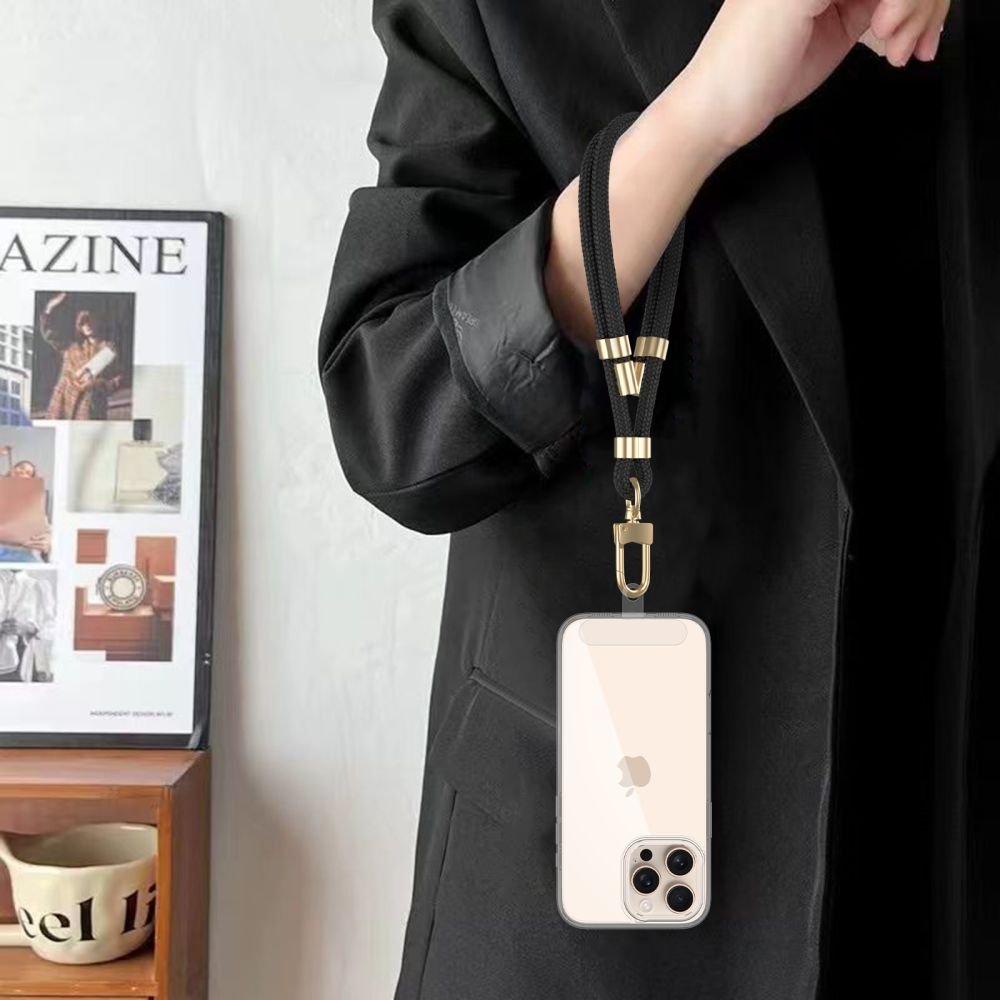 Λουράκι Χειρός Tech-Protect C4S Rope Wrist Strap Αποσπώμενο για Θήκες Κινητών / Smartphones - Black / Gold (5906302312733)