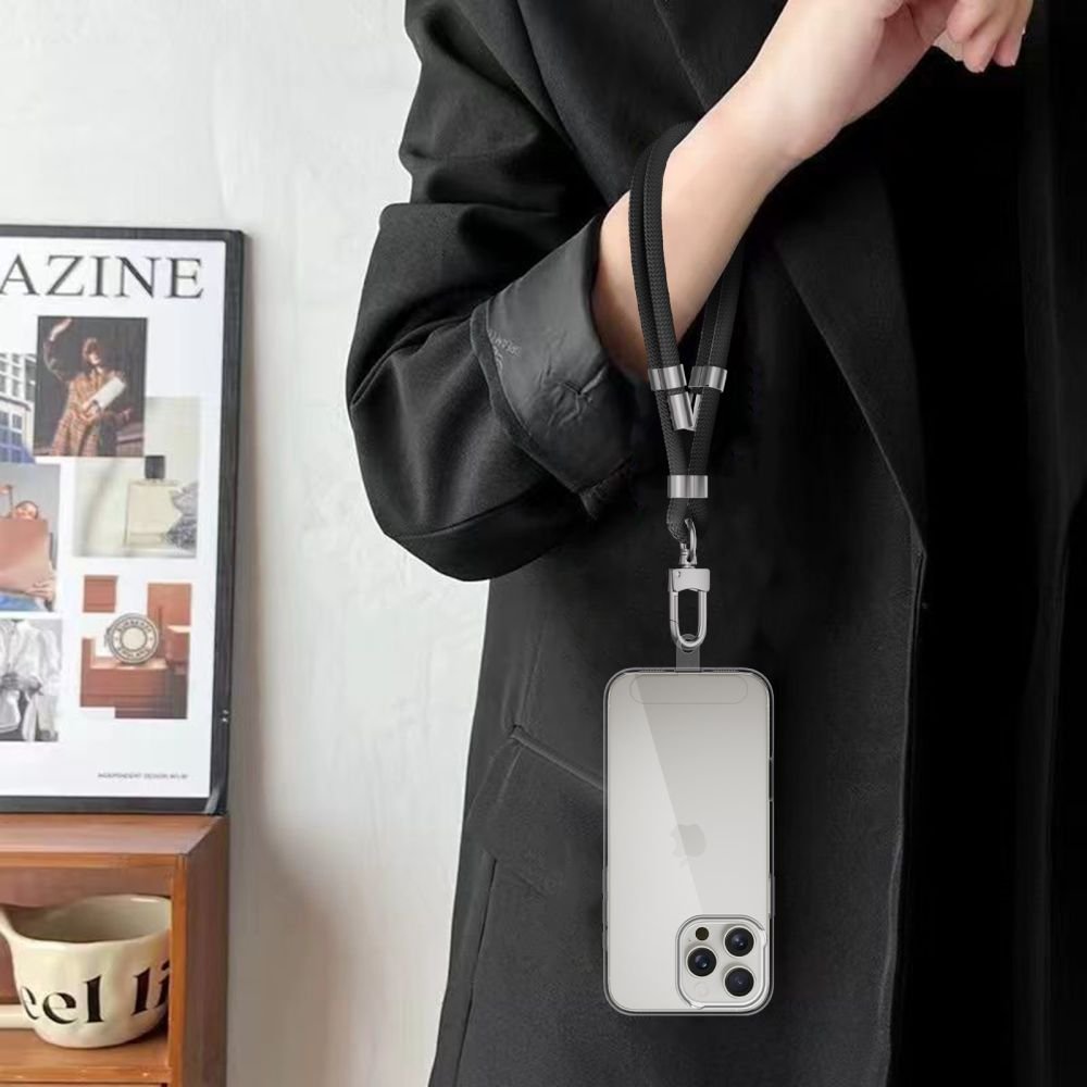 Λουράκι Χειρός Tech-Protect C4S Rope Wrist Strap Αποσπώμενο για Θήκες Κινητών / Smartphones - Black / Silver (5906302371693)