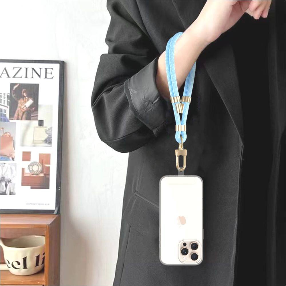 Λουράκι Χειρός Tech-Protect C4S Rope Wrist Strap Αποσπώμενο για Θήκες Κινητών / Smartphones - Baby Blue / Gold (5906302312740)