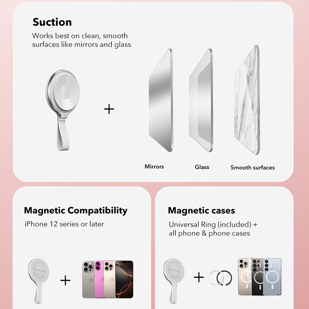 Βάση Στήριξης ESR HaloLock Suction Phone Mount Μαγνητική MagSafe με Βεντούζα / KickStand & Finger Holder - White (4894240240595)