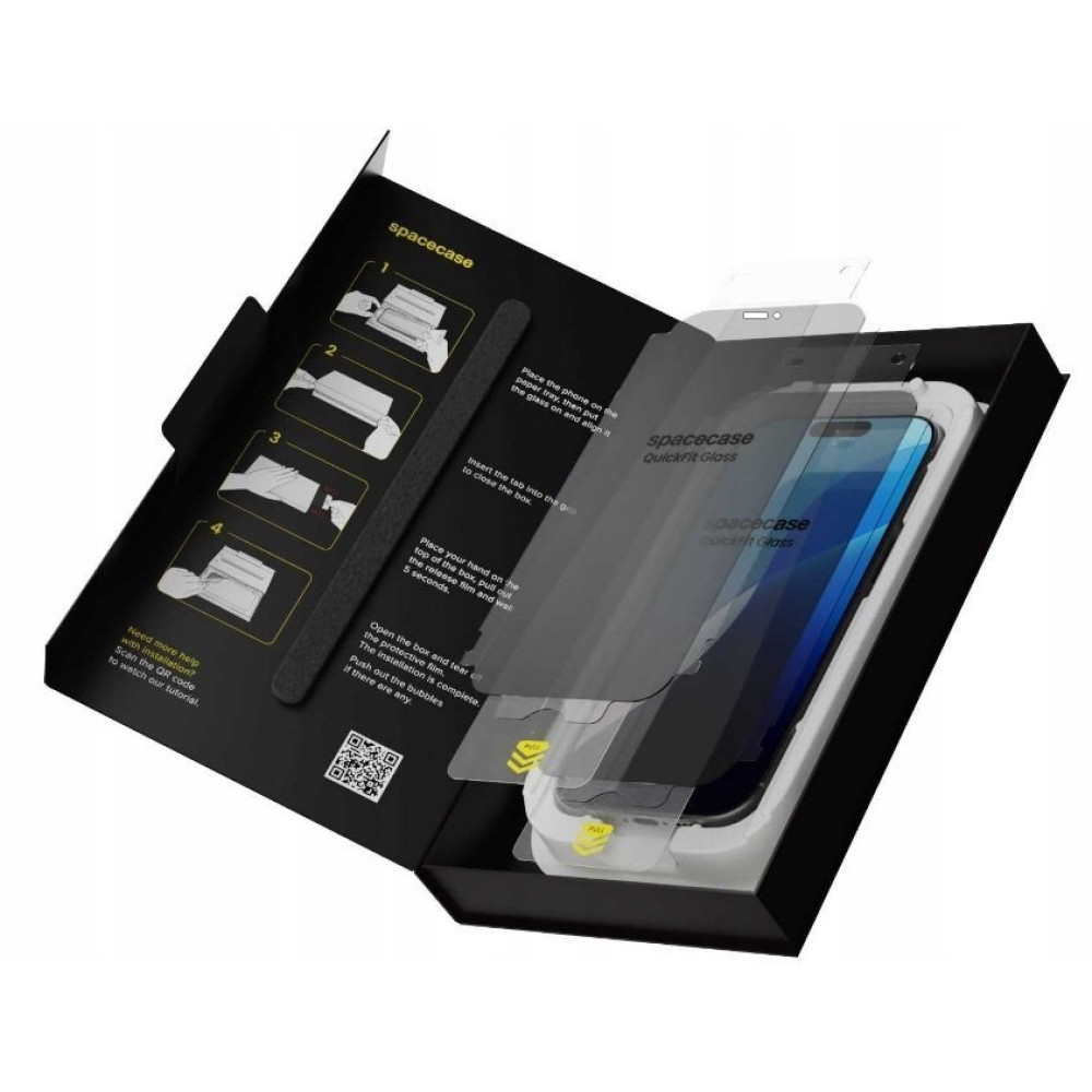 Tempered Glass iPhone 15 Pro Max Spacecase QuickFit Privacy Glass Αντιχαρακτικό Γυαλί Προστασίας Απορρήτου Οθόνης με Απλικατέρ QuickFit 2 Τεμάχια - Privacy (5905719118440)