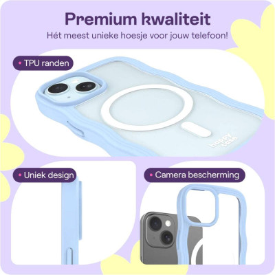 Θήκη iPhone 16e / 15 / 14 / 13 HappyCase Wavy Διάφανη Σκληρή με MagSafe & TPU Bumper - Blue (8719246471476)