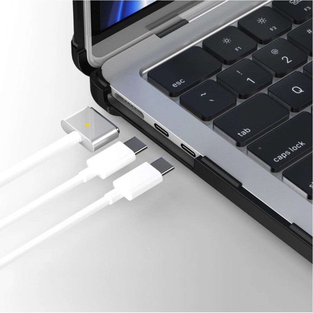 Θήκη MacBook Air 13" 2025 / 2024 /2022 Tech-Protect SmartShell Pro Ανθεκτική Σκληρή με KickStand - Black / Clear (5906302363551)