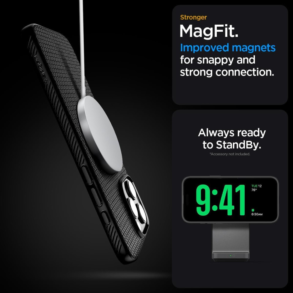 Θήκη iPhone 16 Pro Max Spigen Liquid Air T MagFit Σιλικόνης με Κάλυμμα για Camera Control & MagSafe - Matte Black (ACS09114)