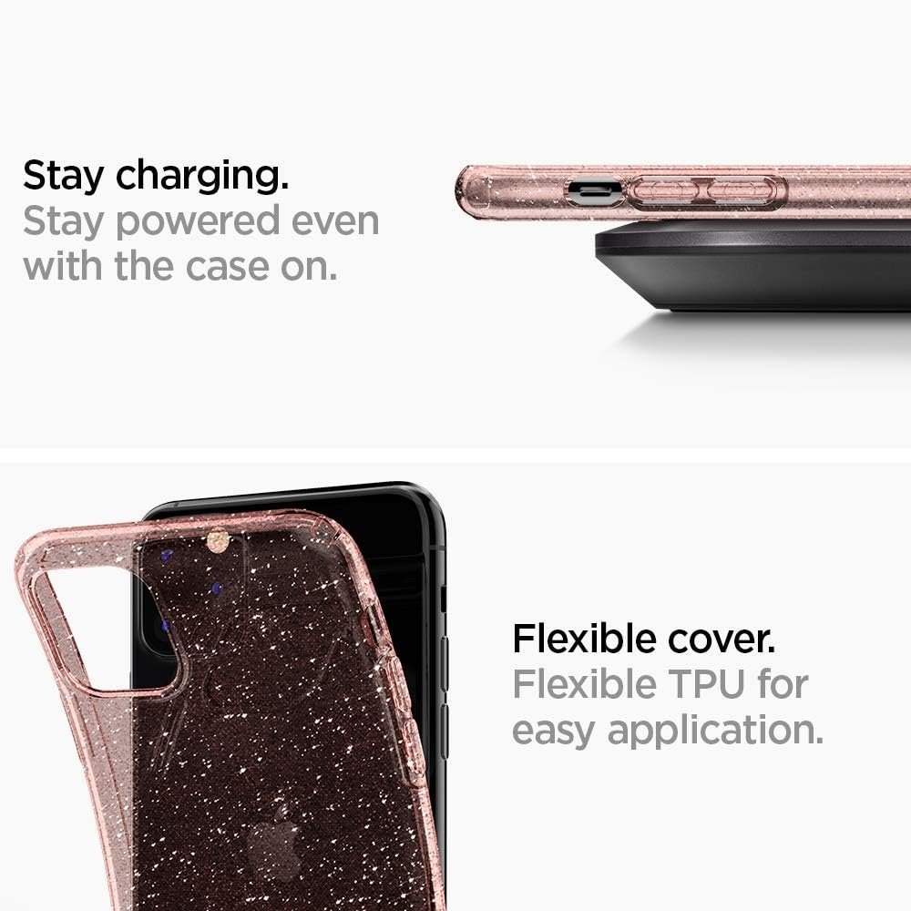 Θήκη iPhone 11 Pro Max Spigen Liquid Crystal Glitter Σιλικόνης - Rose Quartz (075CS27132)