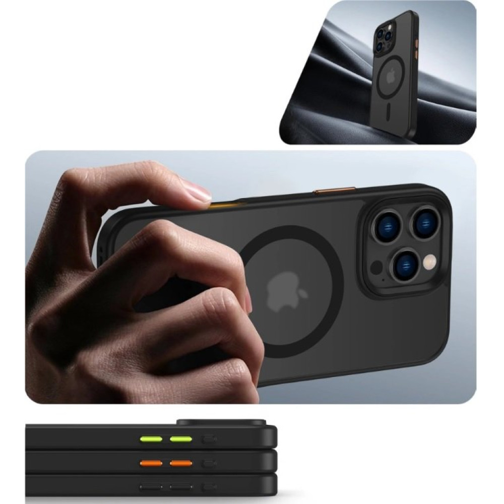 Θήκη iPhone 16 Pro Max Tech-Protect MagMat XT 3-Set Ημιδιάφανη με MagSafe & 3 Εναλλάξιμα Καλύμματα Κουμπιών - Matte Black (5906302368143)