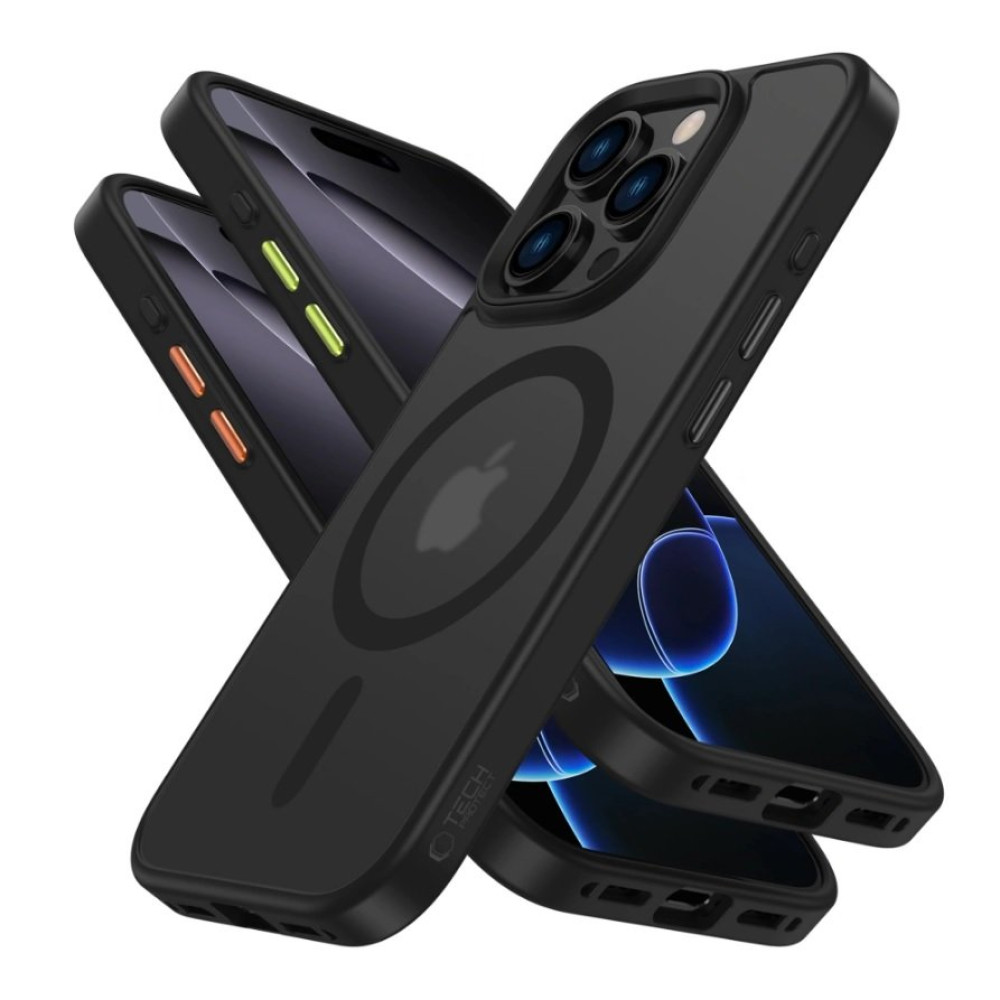 Θήκη iPhone 16 Pro Max Tech-Protect MagMat XT 3-Set Ημιδιάφανη με MagSafe & 3 Εναλλάξιμα Καλύμματα Κουμπιών - Matte Black (5906302368143)