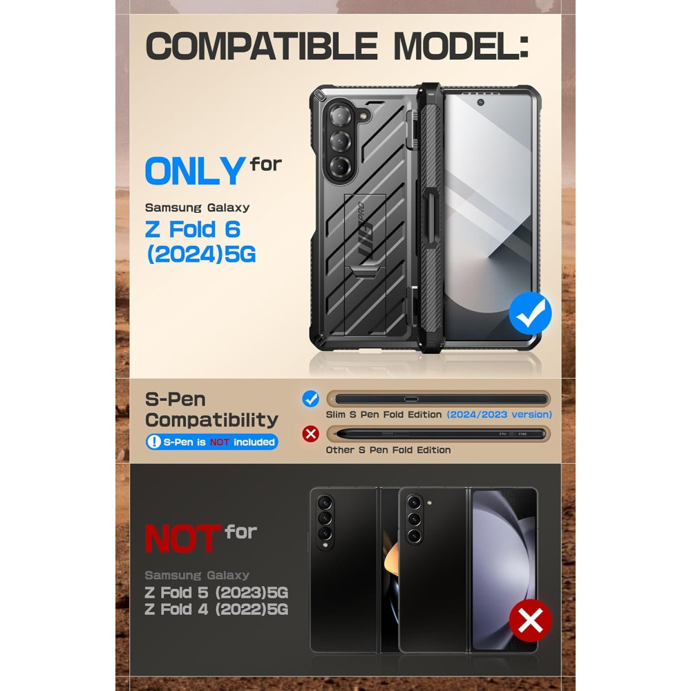 Θήκη Samsung Galaxy Z Fold6 Supcase Unicorn Beetle Pro Ανθεκτική Full Body 360° με Υποδοχή S-Pen & KickStand - Black (843439147614)