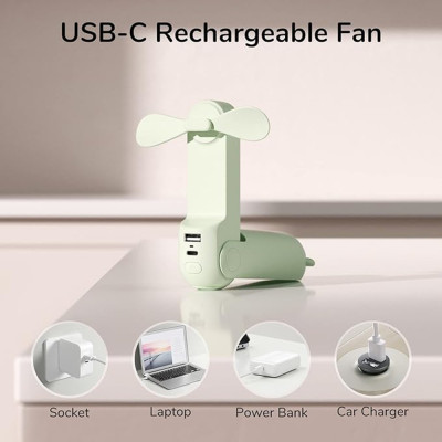 Ανεμιστηράκι JisuLife F8 Handheld Fan Life8 Φορητό Επαναφορτιζόμενο με Λουράκι Χειρός / Φακός 60 Lumens & PowerBank με 1 x Θύρα USB-A 2.000mAh - Mint Green (6975061530961)