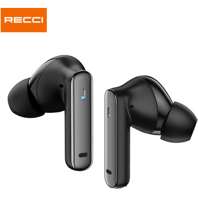 Bluetooth Ακουστικά Recci REP-W88 TWS Ασύρματα με Θήκη Φόρτισης & Τεχνολογία ANC Ακύρωσης Θορύβου - Black (6955482530764)