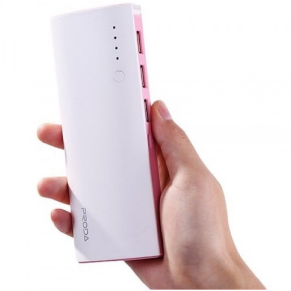 PowerBank Remax Proda PPP-11 LED Star Talk Φορητή Μπαταρία Φόρτισης 12.000mAh με Φακό & 3 x USB-A 2.1A - White / Pink (5206015026218)