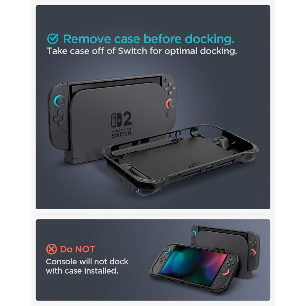 Θήκη Nintendo Switch 2 Spigen Rugged Armor Σιλικόνης με Λουράκι Χειρός - Matte Black (ACS09075)