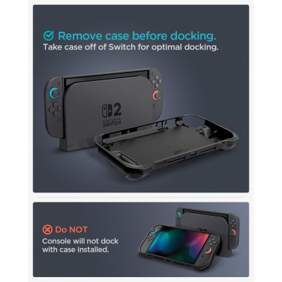 Θήκη Nintendo Switch 2 Spigen Rugged Armor Σιλικόνης με Λουράκι Χειρός - Matte Black (ACS09075)