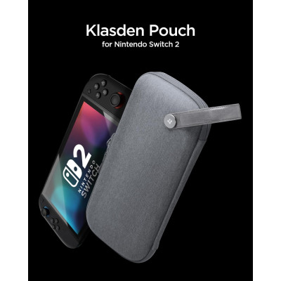 Τσάντα Μεταφοράς Nintendo Switch 2 Spigen Pouch Klasden Σκληρή με 1 x Υποδοχή για Apple AirTag & 10 x Υποδοχές για Κάρτες Παιχνιδιών - Charcoal Gray (AGP09077)