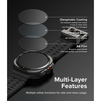 Θήκη & Tempered Glass Samsung Galaxy Watch Ultra 2025 / 2024 47mm Ringke Combo Pack Σκληρή & Αντιχαρακτικό Γυαλί Προστασίας Οθόνης - Titanium Black (8809961787744)