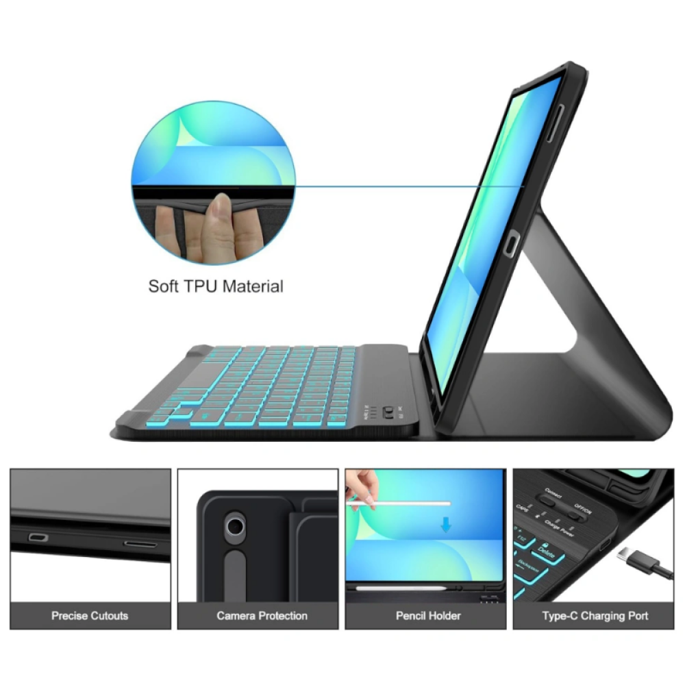 Θήκη Samsung Galaxy Tab S10 FE Plus 13.1" X620 / X626B Tech-Protect SC Pen Smartcase με Υποδοχή για Γραφίδα & Πληκτρολόγιο Bluetooth - Black (5906302368259)