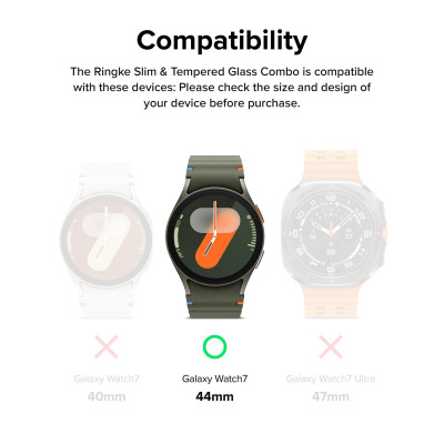 Θήκη & Tempered Glass Samsung Galaxy Watch 7 44mm Ringke Combo Pack Σκληρή & Αντιχαρακτικό Γυαλί Προστασίας Οθόνης - Titanium Black (8809961787898)