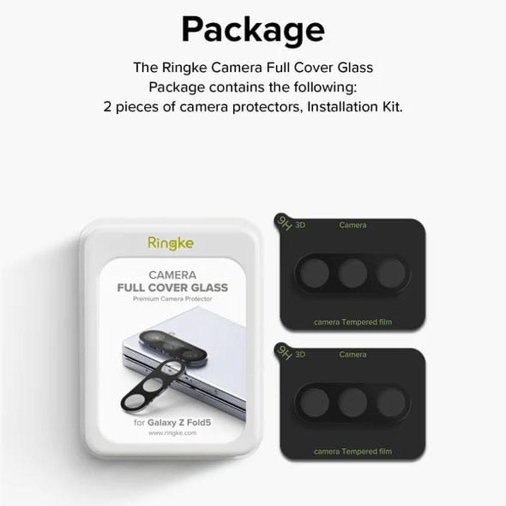 Tempered Glass Samsung Galaxy Z Fold5 Ringke Camera Protector Full Cover Glass Αντιχαρακτικό Γυαλί Προστασίας για Φακό Κάμερας 2 Τεμάχια - Black (8809919306089)