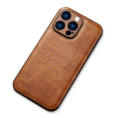Θήκη iPhone 12 Pro Max Bodycell Prestige Backcover με Πλαίσιο Κάμερας - Brown (5206015068096)