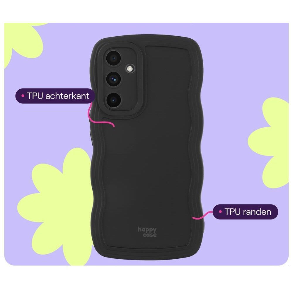 Θήκη Samsung Galaxy S24 FE HappyCase Wavy Σιλικόνης - Black (8719246478185)