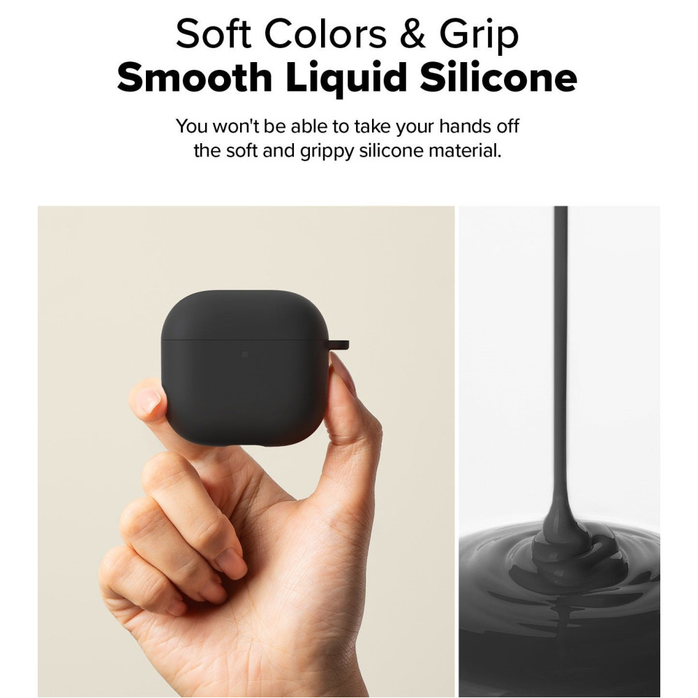 Θήκη AirPods 4th Gen Ringke Silicone Σκληρή - Black (8800274964198)