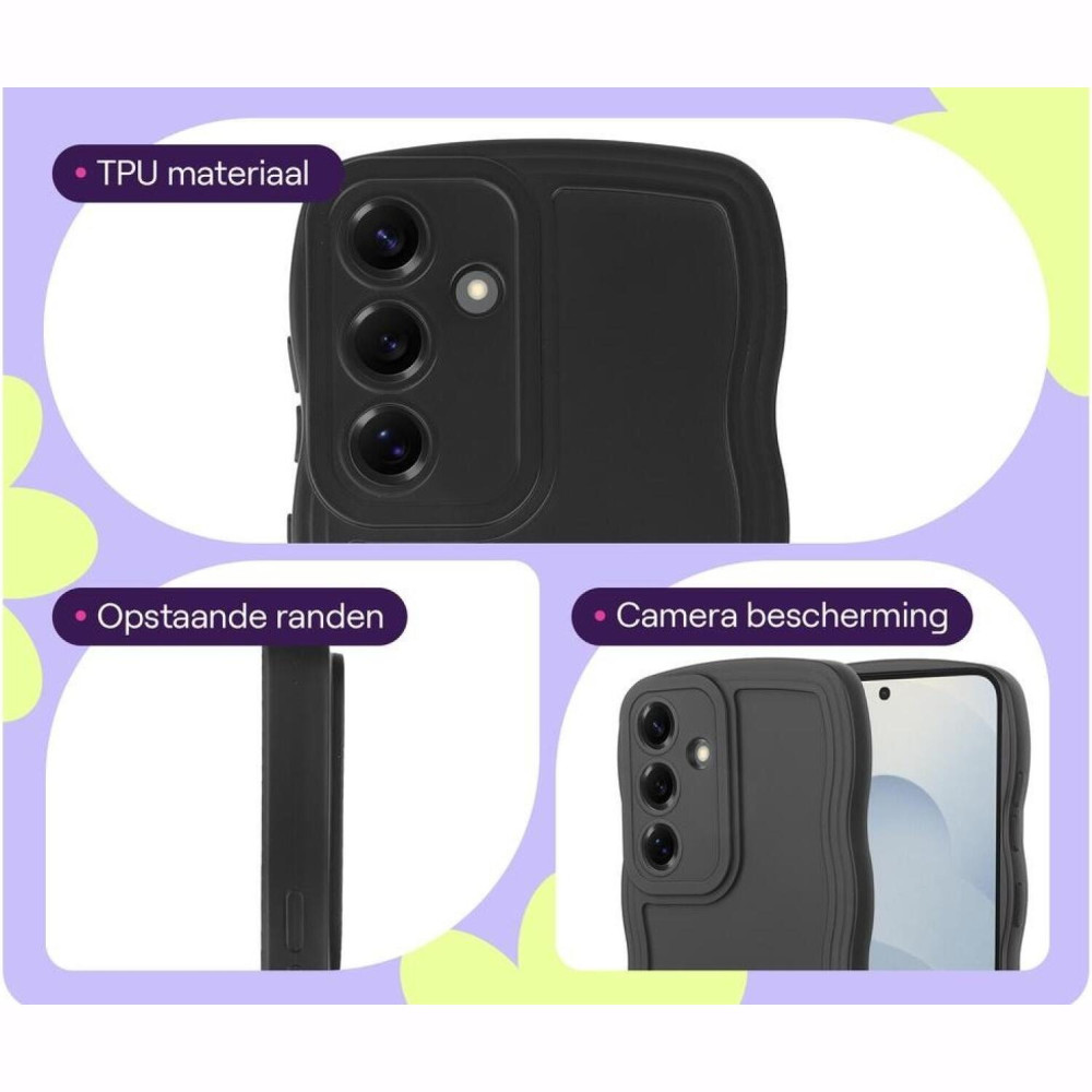 Θήκη Samsung Galaxy S25 Plus HappyCase Wavy Σιλικόνης - Black (8719246478086)