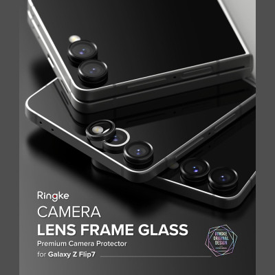 Tempered Glass Samsung Galaxy Z Flip7 Ringke Camera Lens Frame Glass Αντιχαρακτικό Γυαλί Προστασίας για Φακό Κάμερας 2 Τεμάχια - Black (8800293855927)