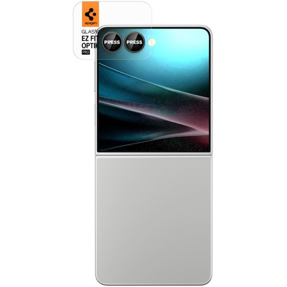 Tempered Glass Samsung Galaxy Z Flip7 Spigen GLAS.tR EZ Fit OPTIK Pro HD Camera Lens Protector Αντιχαρακτικό Γυαλί Προστασίας για Φακό Κάμερας 2 Τεμάχια - Black (AGL09587)