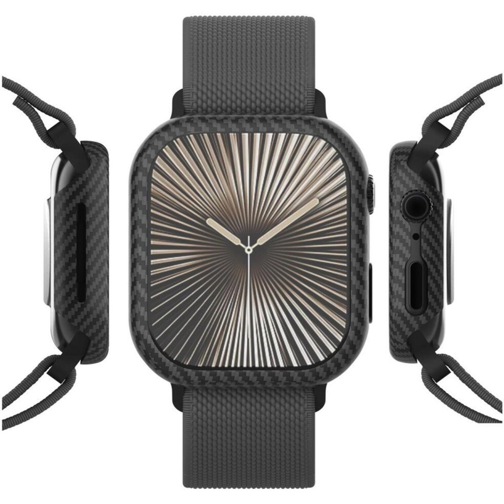 Θήκη Apple Watch 11 / 10 46mm Nekit Fiber Kevlar Σκληρή Aramid Fiber 0.6mm 1500D - Black (8719246483950)