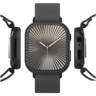 Θήκη Apple Watch 11 / 10 46mm Nekit Fiber Kevlar Σκληρή Aramid Fiber 0.6mm 1500D - Black (8719246483950)