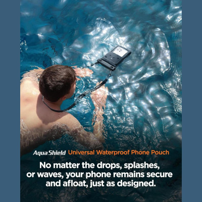 Universal Αδιάβροχη Θήκη Spigen A611P Aqua Shield για Κινητά / Smartphones έως 6.9'' IPX8 2 Τεμάχια - Matte Black (ACS09348)