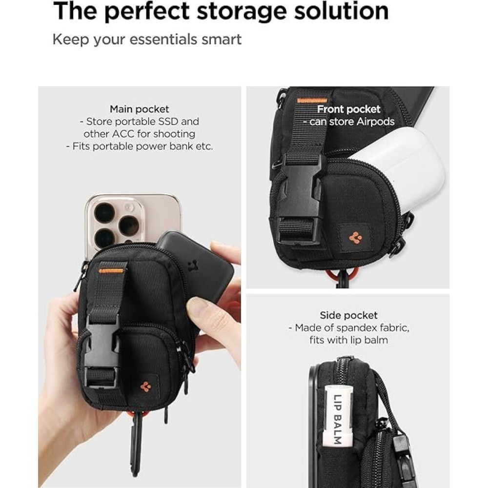 Universal Θήκη Spigen Snap Zip MagFit Pouch MagSafe Πορτοφόλι για Κάρτες / Πουγκί & Μπρελόκ με Φερμουάρ - Black (AFA09338)